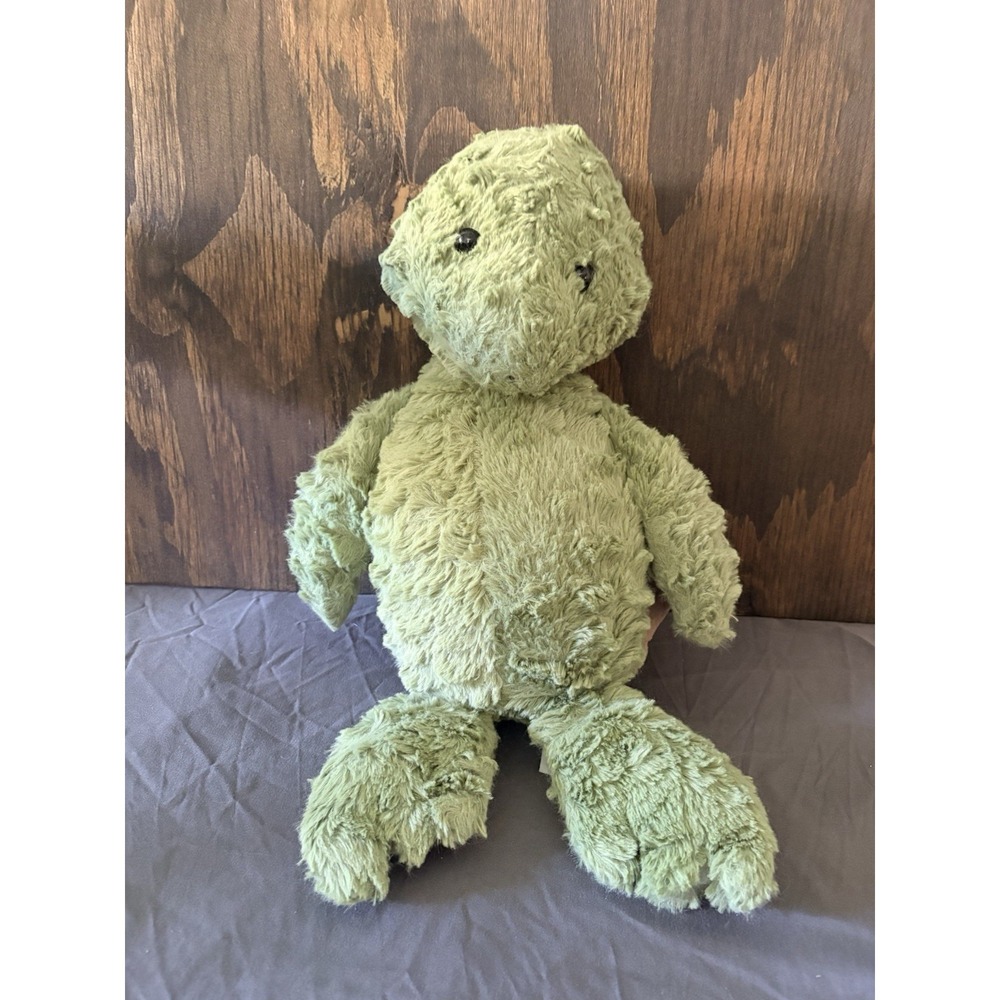The Bear Factory 2001 Turtle Plush Green Shaggy Stuffed Animal Brown Shell 10"